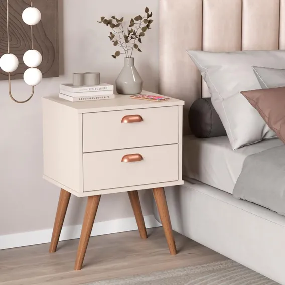 Mesa Cabeceira 2 Gavetas Empoli Off White Foto 1