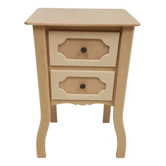 Mesa Cabeceira C/ 2 Gavetas Móveis P/ Sala Quarto Escritório Cor Mdf Cru Foto 1