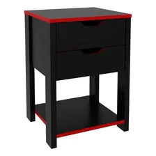 Mesa Cabeceira Me4163 2gavs Preto/vermelho-tecno Mobili Foto mini 1