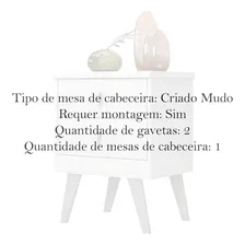 Mesa Cabeceira Retro Suspenso Madeira Quarto Mesinha Branco Acabamento Brilhante Foto mini  2