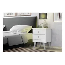 Mesa Cabeceira Retro Suspenso Madeira Quarto Mesinha Branco Acabamento Brilhante Foto mini  3