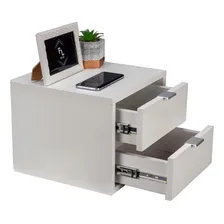 Mesa Cabeceira Suspensa 30cm Branca 2 Gavetas Com Corrediças Foto mini  2