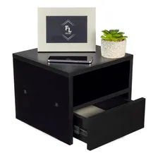 Mesa Cabeceira Suspensa 30cm Preta Gaveta Inferior E Nicho Foto mini 1