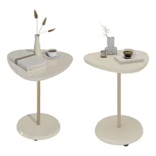 Mesa Canto Bia Kit 2 Peças 100% Mdf Off White - Pnr Móveis Cor Bege Foto mini 1