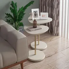 Mesa Canto Bia Kit 2 Peças 100% Mdf Off White - Pnr Móveis Cor Bege Foto mini 2