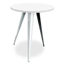 Mesa Canto Lateral Alta Decorativa Redonda Sala Ornes Cor Branco/branco Foto mini 2