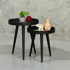 Mesa Centro Espelhada Redonda Auxiliar Pé Palito Sala Estar Cor Preta C/ Espelhos Foto mini 4