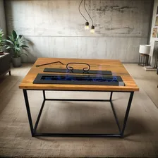 Mesa Centro Lareira Ecológica Álcool Sala Ferro Artesanal Cor Preto Foto  mini 1