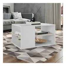 Mesa Centro Retangular Divis贸ria Opala Branco Marrom Caemmun Foto mini 2