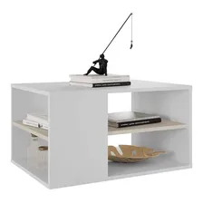 Mesa Centro Retangular Divis贸ria Opala Branco Marrom Caemmun Foto mini 1