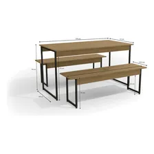 Mesa Com 2 Bancos Estilo Industrial Kappesberg Li013 Freijó Foto mini  2
