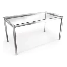 Mesa Com Tampo De Vidro Retangular Reno Crome Kappesberg Foto mini 1