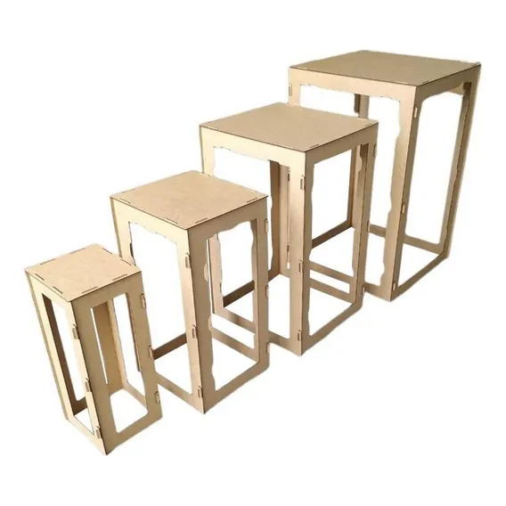 Mesa Cubo Vasado Festa Decoraçao Pmg Mdf Cru Foto 1
