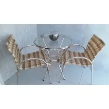 Mesa De AlumÃnio Com Tampo De Vidro 80cm - Flex. Tampa Vidro Incolor Foto mini 4