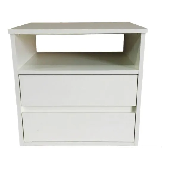 Mesa De Cabeceira Com 2 Gavetas E Nicho 40x45x30cm Branco Acabamento Texturizado Foto 1