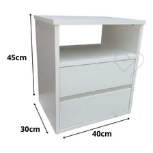 Mesa De Cabeceira Com 2 Gavetas E Nicho 40x45x30cm Branco Acabamento Texturizado Foto mini 4