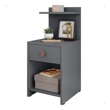 Mesa De Cabeceira Criado 1 Gaveta Nicho E Prateleira Beauty M贸veis - Cinza Foto mini 1