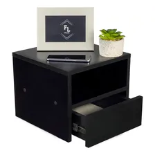 Mesa de cabeceira Fl Decor Mesa cabeceira suspensa de mdf - preto fosco Foto mini 4