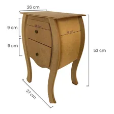 Mesa De Cabeceira Mdf Cru Provençal Gavetas Pronta ! Cor Marrom Foto mini  3