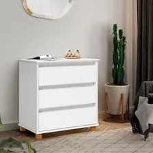 Mesa De Cabeceira Mini C么moda 3 Gavetas Luxo Branco Foto mini 4
