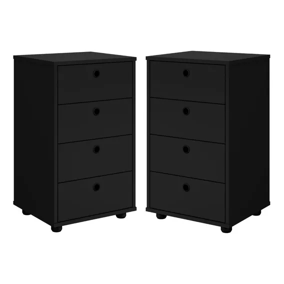 Mesa de cabeceira RP online Criado-mudo Criado-mudo criado mudo - 67.3cm x 35cm x 39.5cm - preto ultravioleta x 2 Foto 1