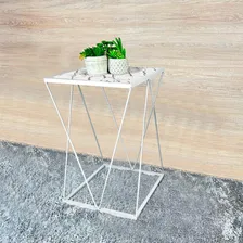 Mesa de Canto Alta Quadrada Loja da Isa Wire Cor Branco/Vulcano Foto mini 2