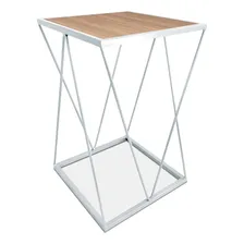 Mesa De Canto Cabeceira Alta Quadrada Sala Quarto Wire Cor Branco jade Foto  mini 1