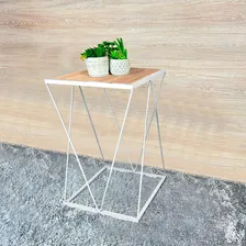 Mesa De Canto Cabeceira Alta Quadrada Sala Quarto Wire Cor Branco jade Foto mini  2