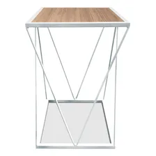 Mesa De Canto Cabeceira Alta Quadrada Sala Quarto Wire Cor Branco jade Foto mini  3