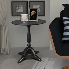 Mesa De Canto Pé Torneado Madeira Maciça Cor Preto Foto  mini 1