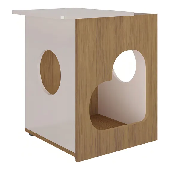 Mesa De Canto Pet Carvalho/off White - Pnr M贸veis Cor Marrom Foto 1