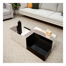 Mesa De Centro De Sala Espelhada Lapidada Luxo 100x50x30 Foto mini 4