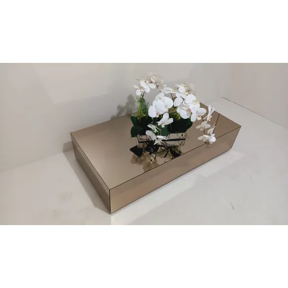 Mesa De Centro Espelho Bronze Lapidado 80x50x25 Foto 1