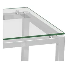 Mesa De Centro Retangular Cromada Aço Transparente Cor Prata Foto mini 4
