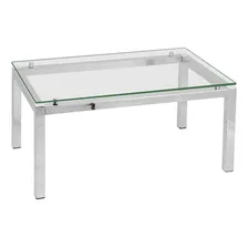 Mesa De Centro Retangular Cromada Aço Transparente Cor Prata Foto  mini 1