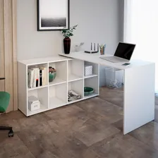 Mesa De Escrit贸rio Em L Nero Branco Foto mini 4