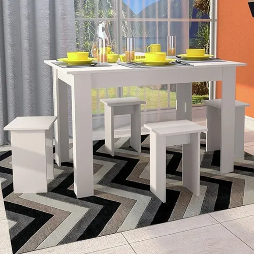 Mesa De Jantar 4 Lugares Branco B20 - Nova Mobile Foto 1