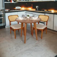 Mesa De Jantar 90cm Redonda Tampo Laminado Em Madeira Slim Foto mini 2