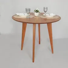 Mesa De Jantar 90cm Redonda Tampo Laminado Em Madeira Slim Foto mini 3