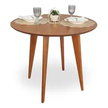 Mesa De Jantar 90cm Redonda Tampo Laminado Em Madeira Slim Foto mini 1