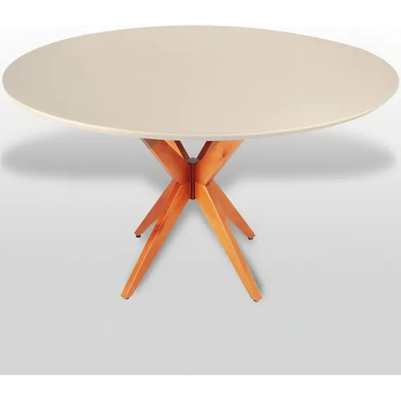Mesa De Jantar Acássia Tampo Em Mdf Com Vidro E Base If Foto 1