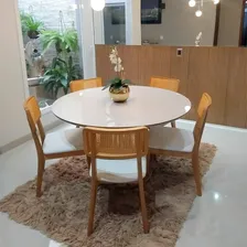 Mesa De Jantar Acássia Tampo Em Mdf Com Vidro E Base If Foto mini  2