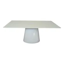 Mesa De Jantar Cone Retangular 140x90 Cm Base Oval Branca Foto  mini 1