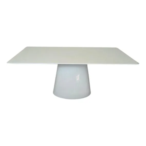 Mesa De Jantar Cone Retangular 140x90 Cm Base Oval Branca Foto 1