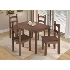 Mesa De Jantar Mobília Compacta Com 4 Cadeiras Em Madeira 100x70 Chocolate Foto  mini 1