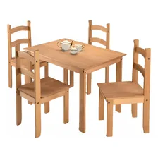 Mesa De Jantar Mobília Compacta Com 4 Cadeiras Em Madeira 100x70 Mel Foto mini 2