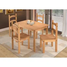 Mesa De Jantar Mobília Compacta Com 4 Cadeiras Em Madeira 100x70 Mel Foto mini 1