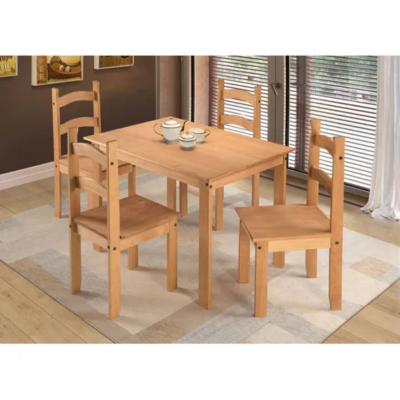 Mesa De Jantar Mobília Compacta Com 4 Cadeiras Em Madeira 100x70 Mel Foto 1