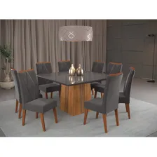 Mesa De Jantar Quadrada Monza Com 8 Cadeiras Madeira Maciça Foto  mini 1