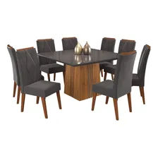 Mesa De Jantar Quadrada Monza Com 8 Cadeiras Madeira Maciça Foto mini  2